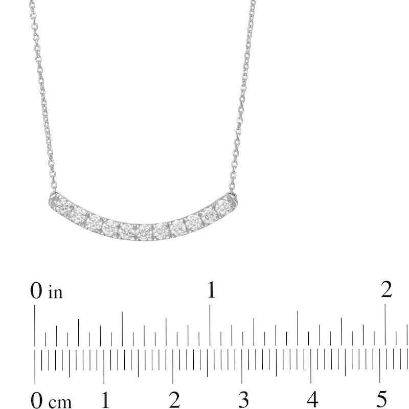 0.5 CT. T.W. Certified Lab-Created Diamond Curved Bar Necklace in 14K White Gold (F/SI2)