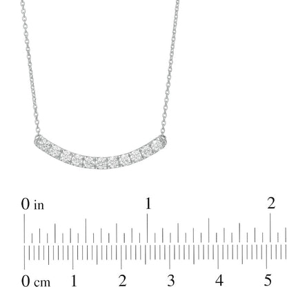 0.5 CT. T.W. Certified Lab-Created Diamond Curved Bar Necklace in 14K White Gold (F/SI2)