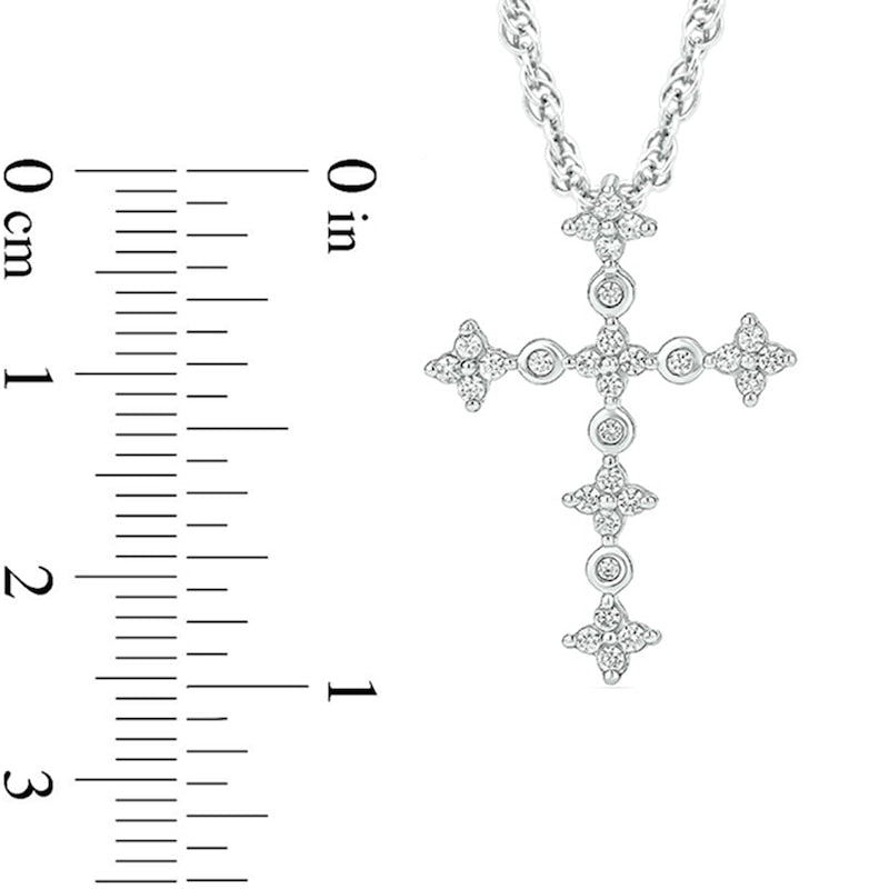 0.25 CT. T.W. Natural Diamond Flower Cross Pendant in 10K White Gold