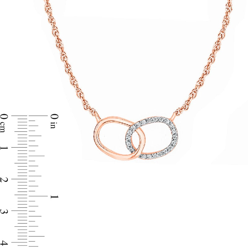 0.05 CT. T.W. Natural Diamond Interlocking Oval Links Necklace in 10K Rose Gold