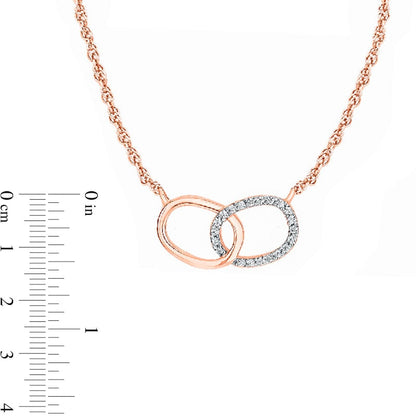 0.05 CT. T.W. Natural Diamond Interlocking Oval Links Necklace in 10K Rose Gold