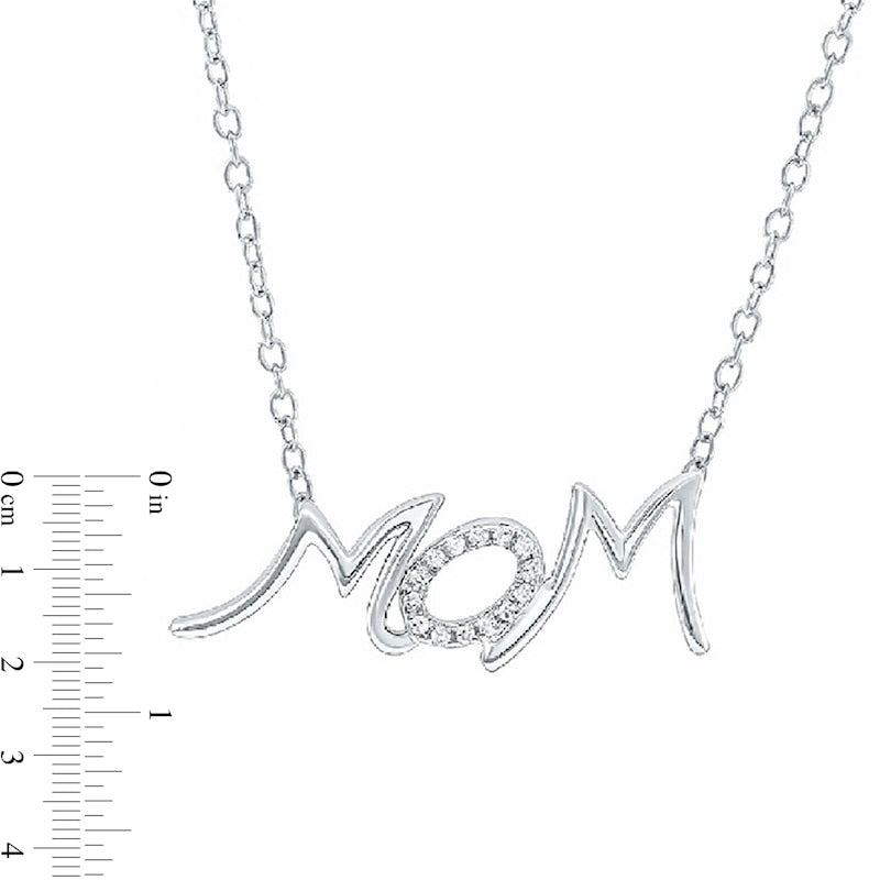 0.05 CT. T.W. Natural Diamond MOM" Necklace in 10K White Gold"