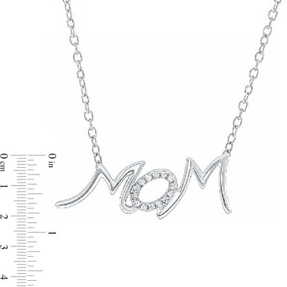 0.05 CT. T.W. Natural Diamond MOM" Necklace in 10K White Gold"