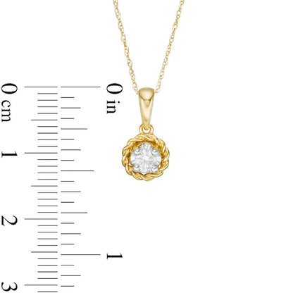 0.17 CT. Natural Clarity Enhanced Solitaire Rope Frame Pendant in 10K Yellow Gold (I/I3)