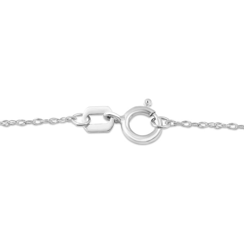 Oval Blue Sapphire and 0.05 CT. T.W. Natural Diamond Framed Antique Vintage-Style Drop Pendant in 10K White Gold