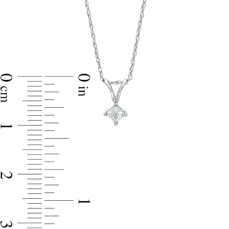 0.17 CT. Princess-Cut Natural Clarity Enhanced Solitaire Tilted Pendant in 14K White Gold (J/I3)