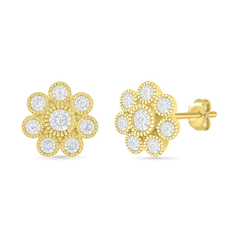 0.1 CT. T.W. Composite Diamond Flower Stud Earrings in 10K Gold