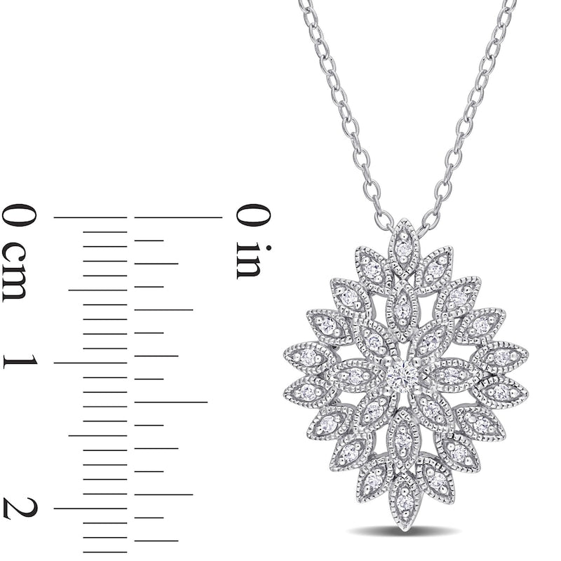 0.25 CT. T.W. Composite Natural Diamond Antique Vintage-Style Flower Pendant in Sterling Silver