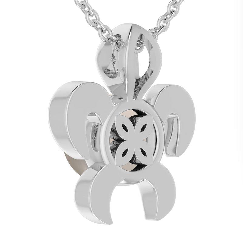 7.0mm Cultured Freshwater Pearl and 0.05 CT. T.W. Natural Diamond Sea Turtle Pendant in Sterling Silver
