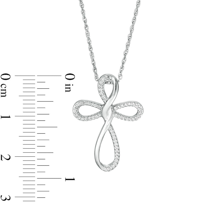 0.13 CT. T.W. Natural Diamond Loop Cross Pendant in Sterling Silver