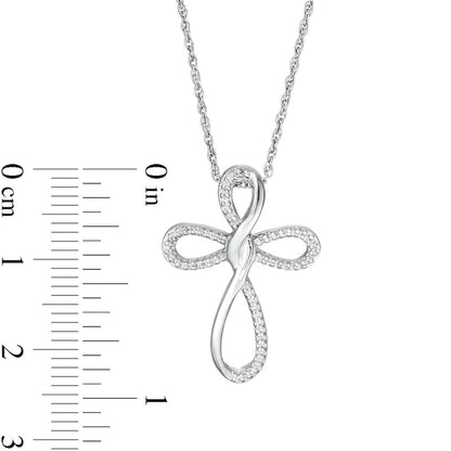0.13 CT. T.W. Natural Diamond Loop Cross Pendant in Sterling Silver