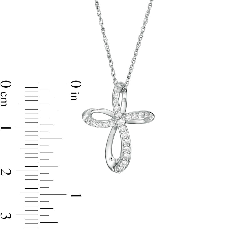 0.33 CT. T.W. Natural Diamond Loop Cross Pendant in Sterling Silver