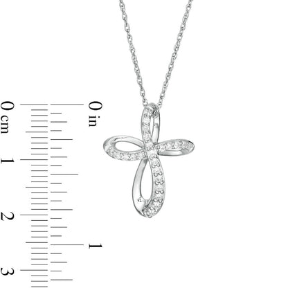 0.33 CT. T.W. Natural Diamond Loop Cross Pendant in Sterling Silver