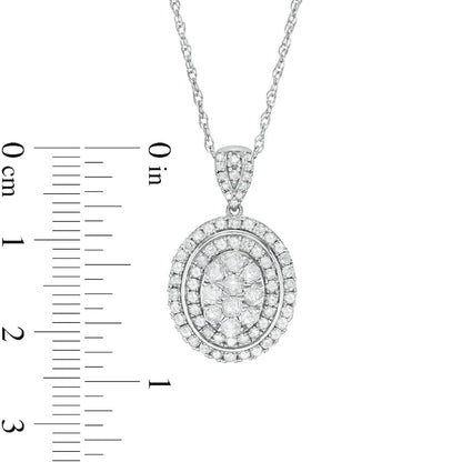 1 CT. T.W. Composite Oval Natural Diamond Frame Pendant in 10K White Gold