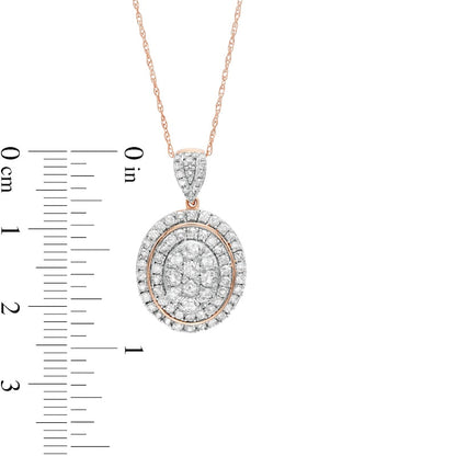 1 CT. T.W. Composite Oval Natural Diamond Frame Pendant in 10K Rose Gold