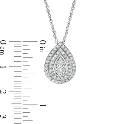 0.63 CT. T.W. Natural Diamond Double Row Teardrop Frame Pendant in 10K White Gold