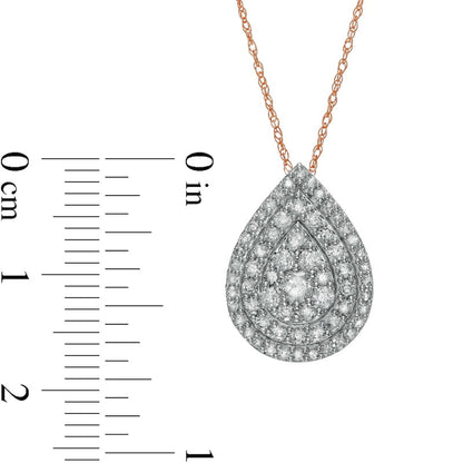 0.75 CT. T.W. Composite Natural Diamond Teardrop Pendant in 10K Rose Gold