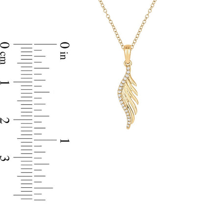 0.07 CT. T.W. Natural Diamond Wing Pendant in Sterling Silver with 14K Gold Plate