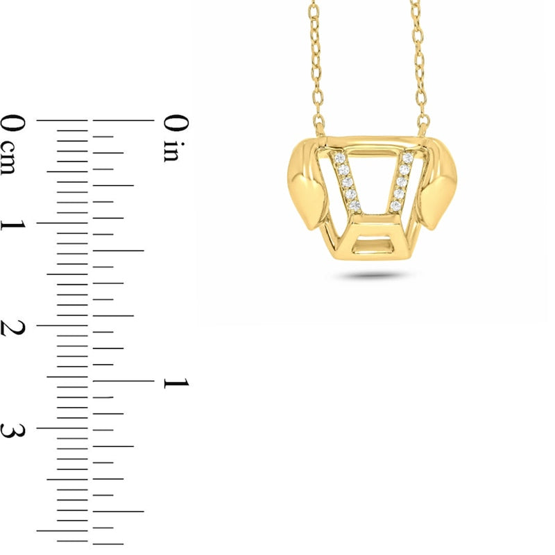 0.05 CT. T.W. Natural Diamond Abstract Puppy Head Necklace in Sterling Silver with 14K Gold Plate