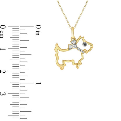 0.05 CT. T.W. Black Enhanced and White Natural Diamond Dog Pendant in Sterling Silver with 14K Gold Plate