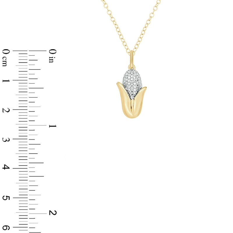 0.05 CT. T.W. Natural Diamond Corn on the Cob Pendant in Sterling Silver with 14K Gold Plate