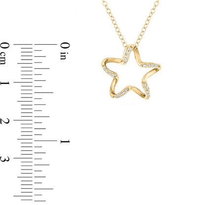 0.05 CT. T.W. Natural Diamond Star Pendant in Sterling Silver with 14K Gold Plate