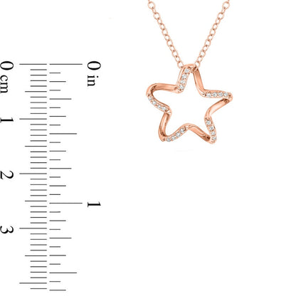 0.05 CT. T.W. Natural Diamond Star Pendant in Sterling Silver with 14K Rose Gold Plate