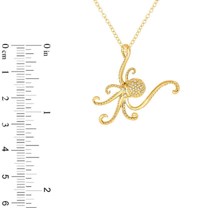 0.05 CT. T.W. Natural Diamond Octopus Pendant in Sterling Silver with 14K Gold Plate