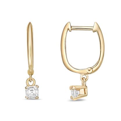 0.33 CT. T.W. Certified Asscher-Cut Diamond Solitaire Drop Earrings in 14K Gold (I/VS2)