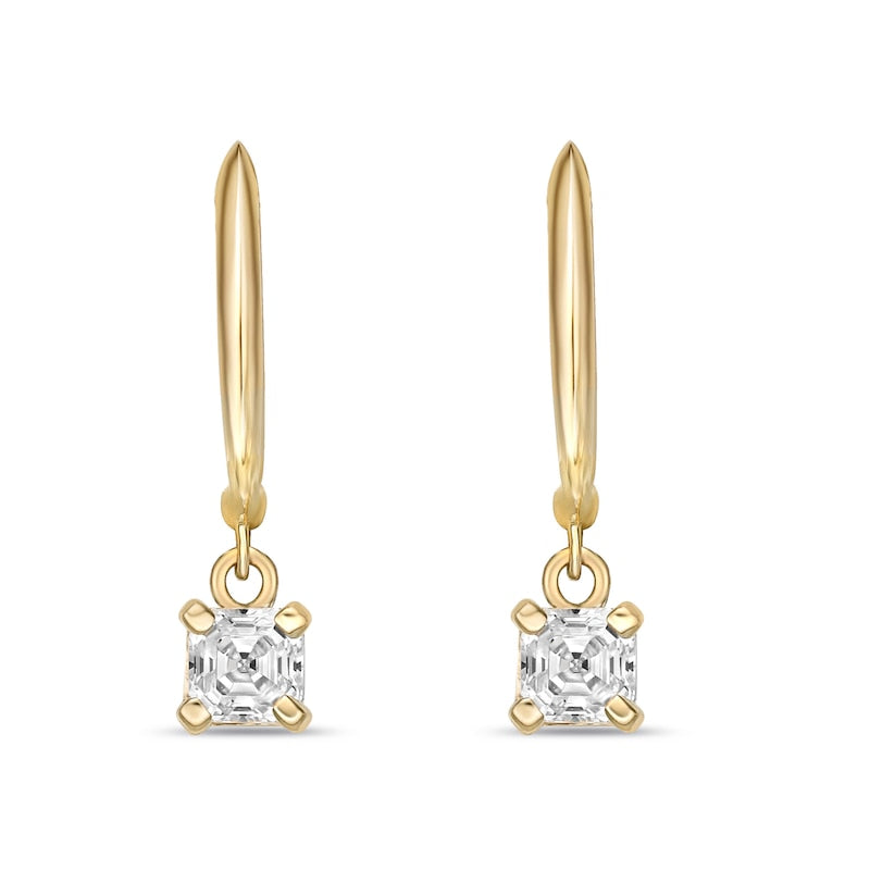 0.5 CT. T.W. Certified Asscher-Cut Diamond Solitaire Drop Earrings in 14K Gold (I/VS2)