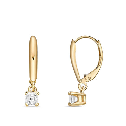 0.33 CT. T.W. Certified Asscher-Cut Diamond Solitaire Drop Earrings in 14K Gold (I/VS2)