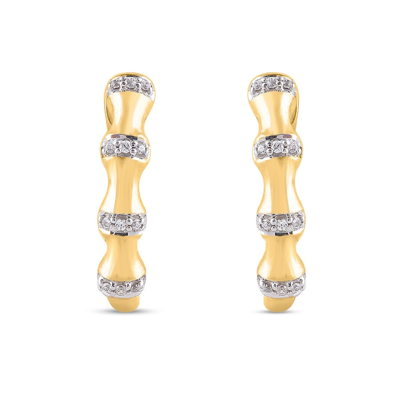 0.05 CT. T.W. Diamond Bamboo Hoop Earrings in 10K Gold