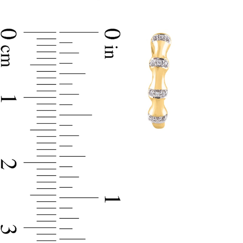 0.05 CT. T.W. Diamond Bamboo Hoop Earrings in 10K Gold