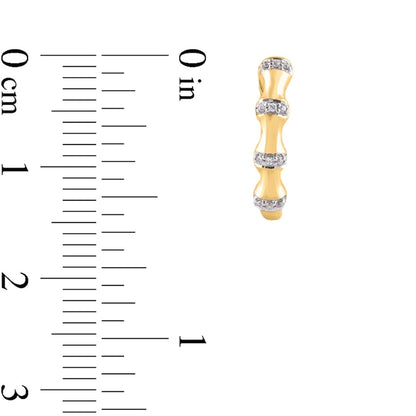 0.05 CT. T.W. Diamond Bamboo Hoop Earrings in 10K Gold