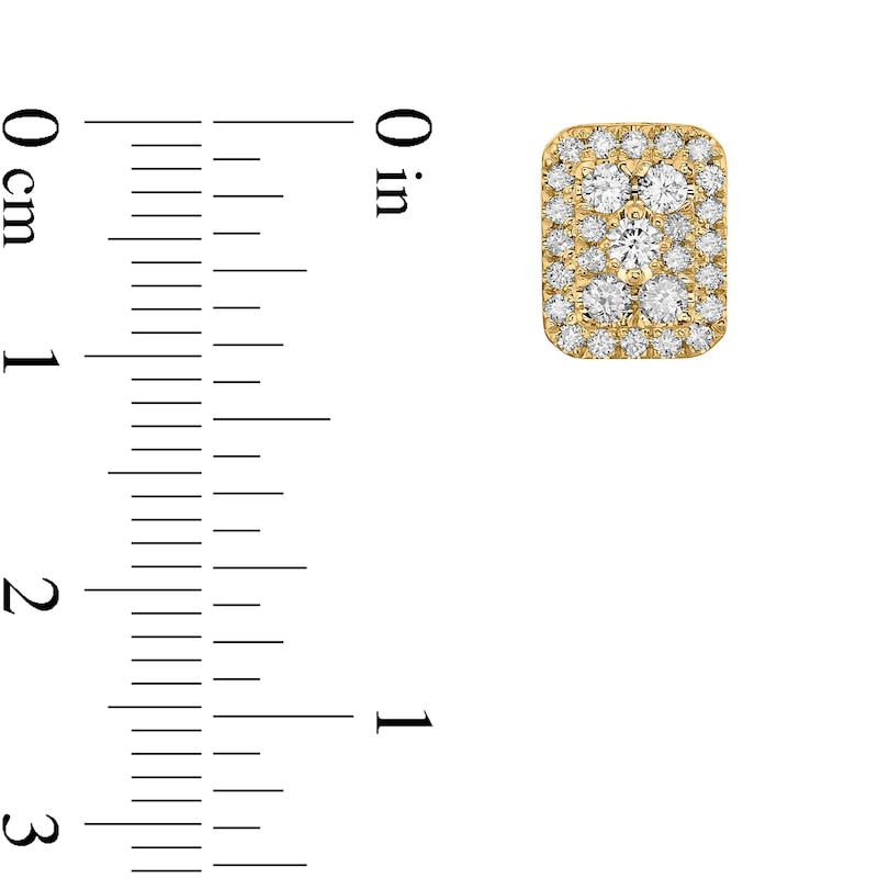 0.75 CT. T.W. Composite Emerald-Shaped Diamond Frame Stud Earrings in 10K Gold