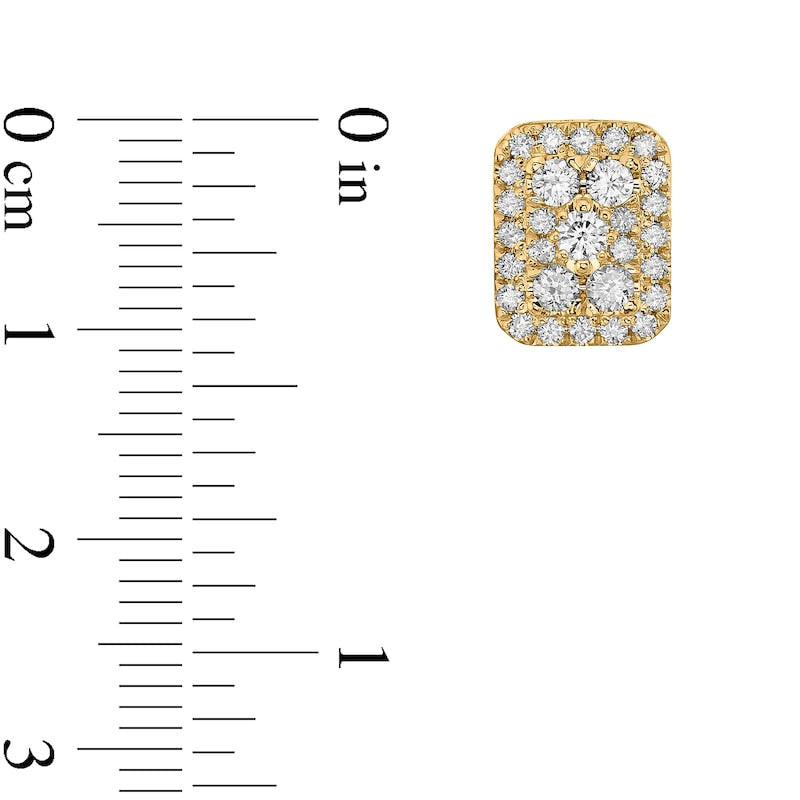 1 CT. T.W. Composite Emerald-Shaped Diamond Frame Stud Earrings in 10K Gold