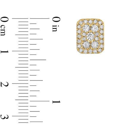 1 CT. T.W. Composite Emerald-Shaped Diamond Frame Stud Earrings in 10K Gold