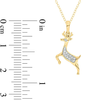 0.05 CT. T.W. Natural Diamond Deer Pendant in Sterling Silver with 14K Gold Plate