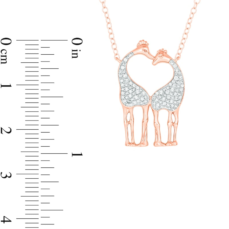 0.1 CT. T.W. Natural Diamond Motherly Love Giraffes Pendant in Sterling Silver with 14K Rose Gold Plate
