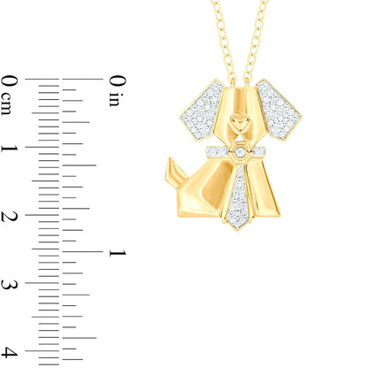 0.1 CT. T.W. Natural Diamond Dog with Tie Pendant in Sterling Silver with 14K Gold Plate