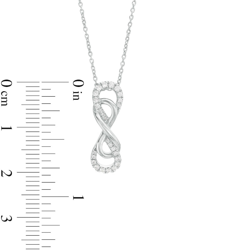 0.17 CT. T.W. Natural Diamond Double Infinity Vertical Drop Pendant in Sterling Silver
