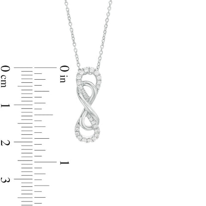 0.17 CT. T.W. Natural Diamond Double Infinity Vertical Drop Pendant in Sterling Silver