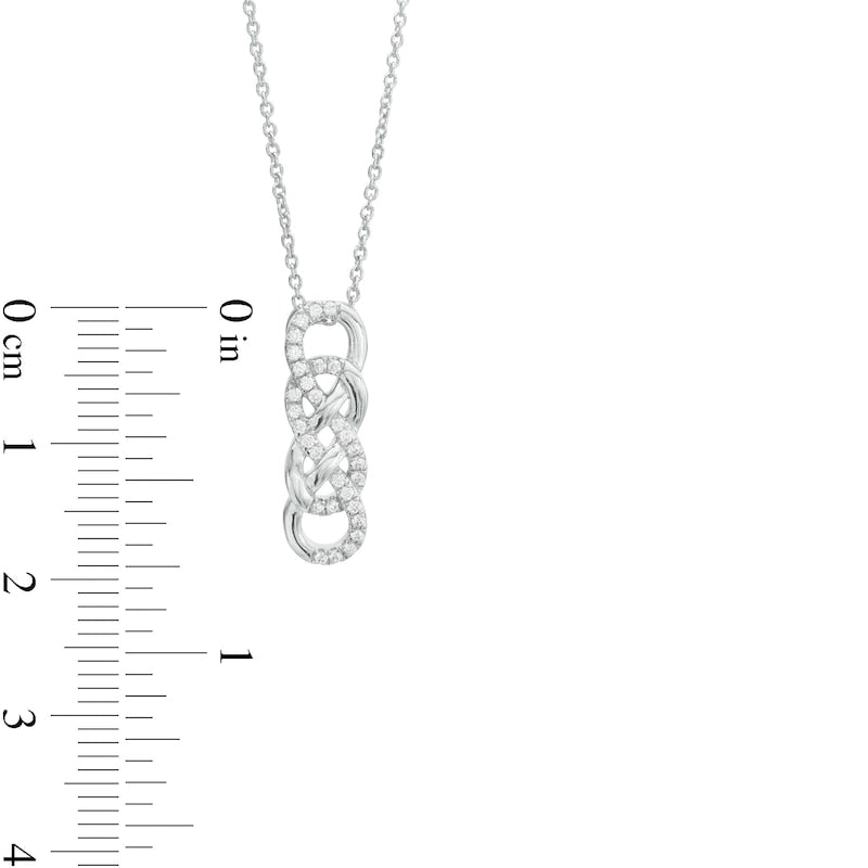 0.17 CT. T.W. Natural Diamond Double Infinity Knot Vertical Drop Pendant in Sterling Silver