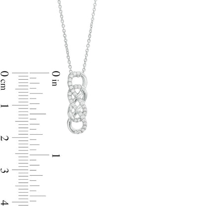 0.17 CT. T.W. Natural Diamond Double Infinity Knot Vertical Drop Pendant in Sterling Silver