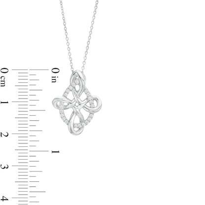 0.13 CT. T.W. Natural Diamond Interlocking Teardrop and Infinity Loop Pendant in Sterling Silver