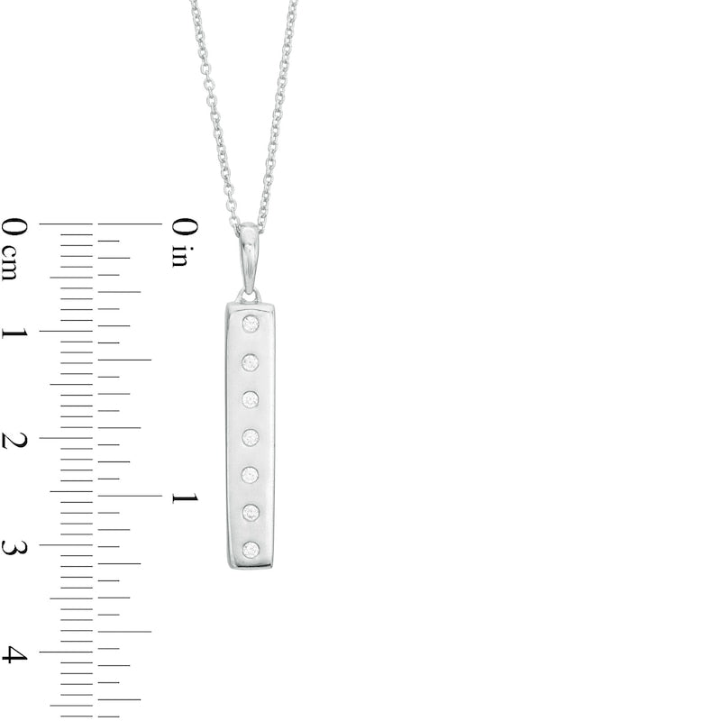 0.1 CT. T.W. Natural Diamond Seven Stone Vertical Drop Pendant in Sterling Silver