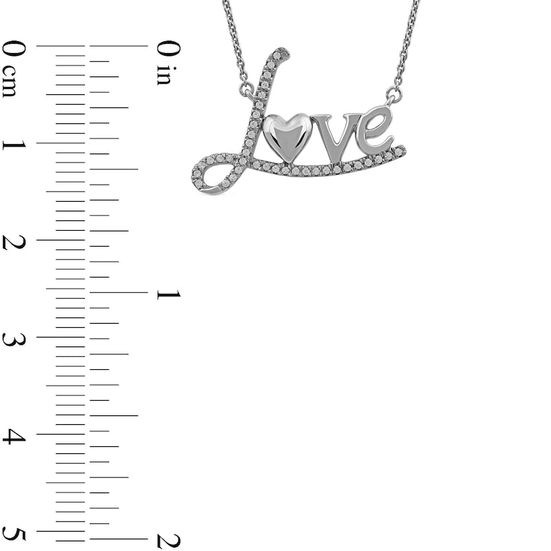 0.1 CT. T.W. Natural Diamond Love" with Heart Necklace in 10K White Gold"