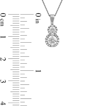 0.5 CT. T.W. Natural Diamond Frame Double Drop Pendant in 10K White Gold