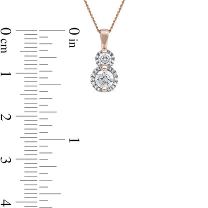 0.5 CT. T.W. Natural Diamond Frame Double Drop Pendant in 10K Rose Gold