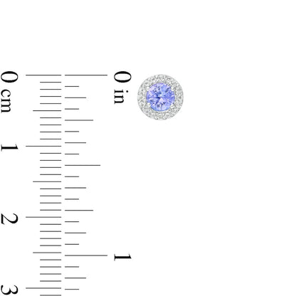 4.0mm Tanzanite and White Topaz Frame Stud Earrings in Sterling Silver